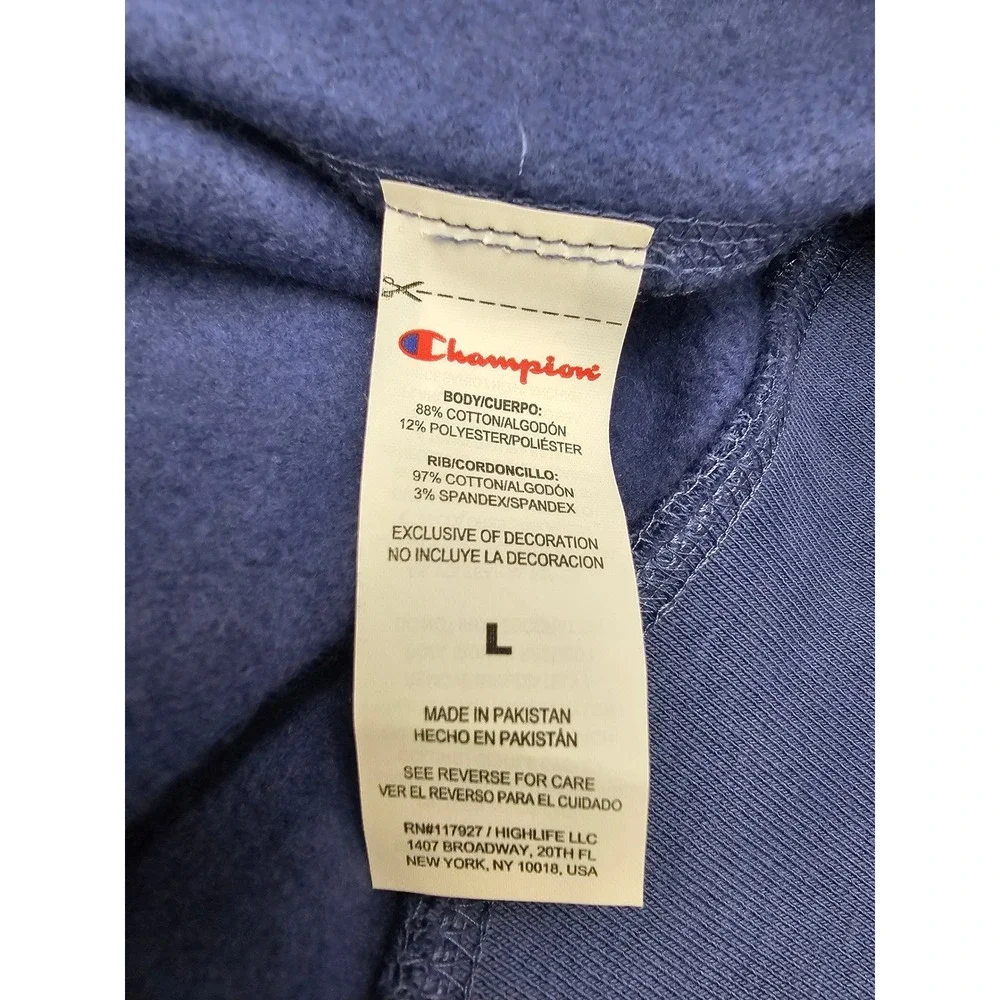 Champion Mens Crewneck Sweatshirt Blue Heather Large C Logo SF37 85LF‎ L